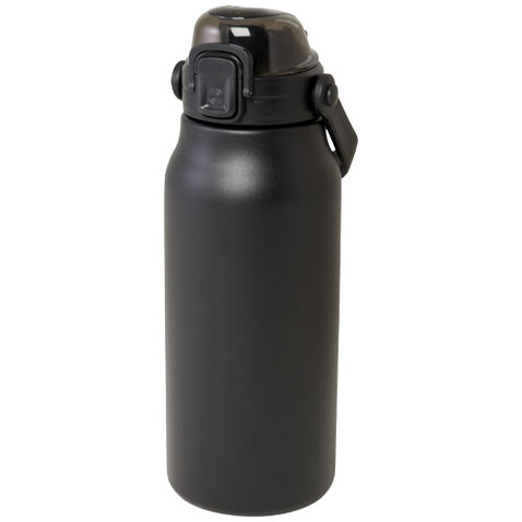 Giganto 1600 ml RCS-zertifizierte Kupfer-Vakuum Isolierflasche aus recyceltem Edelstahl, schwarz bedrucken, Art.-Nr. 10078990