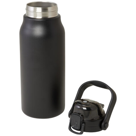 Giganto 1600 ml RCS-zertifizierte Kupfer-Vakuum Isolierflasche aus recyceltem Edelstahl, schwarz bedrucken, Art.-Nr. 10078990