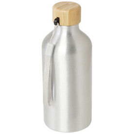 Malpeza 500 ml RCS-zertifizierte Wasserflasche aus recyceltem Aluminium, silber bedrucken, Art.-Nr. 10079481