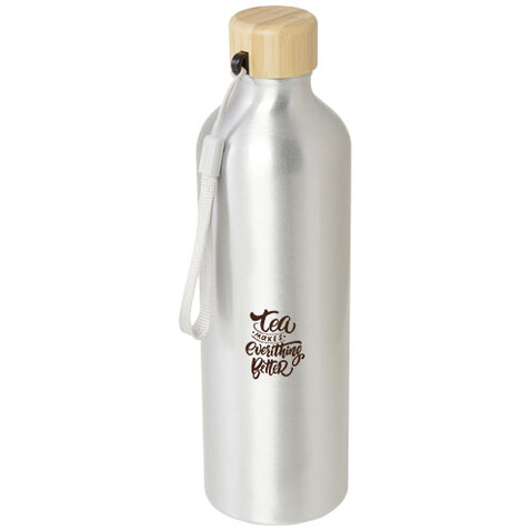 Malpeza 770 ml RCS-zertifizierte Wasserflasche aus recyceltem Aluminium, silber bedrucken, Art.-Nr. 10079581