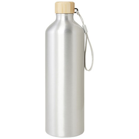 Malpeza 1L RCS-zertifizierte Wasserflasche aus recyceltem Aluminium, silber bedrucken, Art.-Nr. 10079681