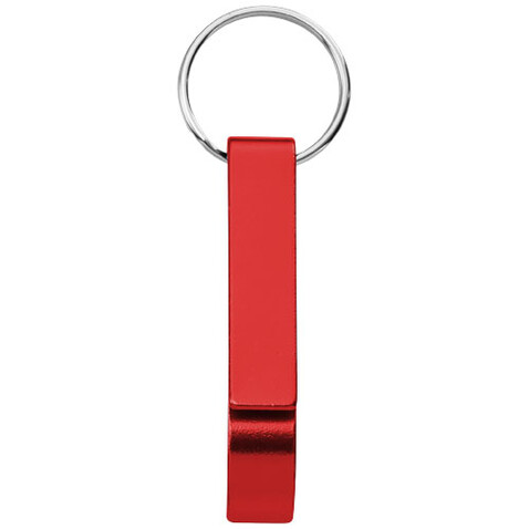 Tao Schlüsselanhänger mit Flaschen- und Dosenöffner aus recyceltem RCS Aluminium, rot bedrucken, Art.-Nr. 10457121