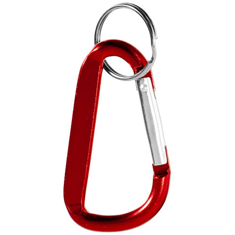 Timor RCS Karabiner Schlüsselanhänger aus recyceltem Aluminium, rot bedrucken, Art.-Nr. 10457221