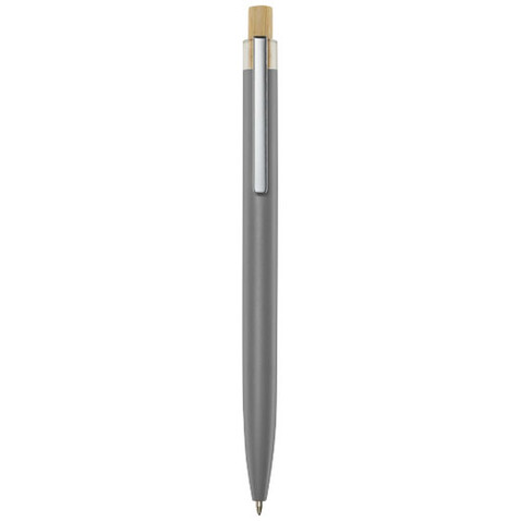 Nooshin Kugelschreiber aus recyceltem Aluminium, grau bedrucken, Art.-Nr. 10787882