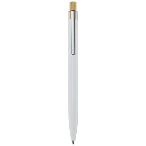 Nooshin Kugelschreiber aus recyceltem Aluminium (schwarze Mine), weiss bedrucken, Art.-Nr. 10787901