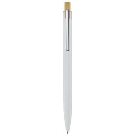 Nooshin Kugelschreiber aus recyceltem Aluminium (schwarze Mine), weiss bedrucken, Art.-Nr. 10787901