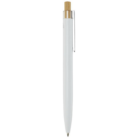 Nooshin Kugelschreiber aus recyceltem Aluminium (schwarze Mine), weiss bedrucken, Art.-Nr. 10787901