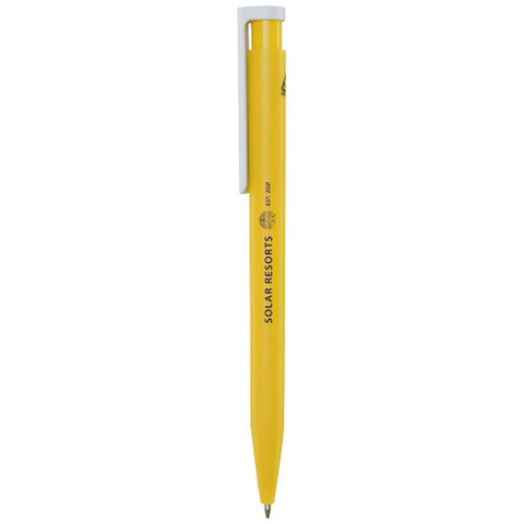 Unix Kugelschreiber aus recyceltem Kunststoff, gelb bedrucken, Art.-Nr. 10789711