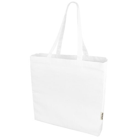 Odessa 220 g/m² recycelte Baumwoll Tragetasche 13L, weiss bedrucken, Art.-Nr. 12071001