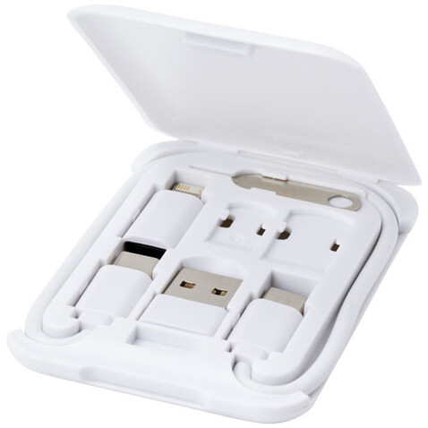 Savvy recyceltes modulares Ladekabel mit Telefonhalterung, weiss bedrucken, Art.-Nr. 12436101