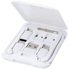 Savvy recyceltes modulares Ladekabel mit Telefonhalterung, weiss bedrucken, Art.-Nr. 12436101