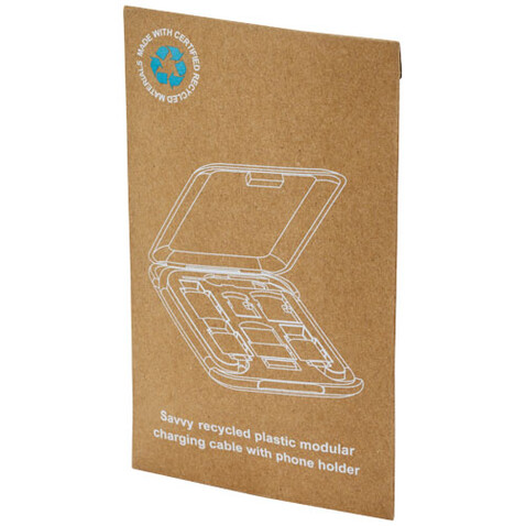 Savvy recyceltes modulares Ladekabel mit Telefonhalterung, weiss bedrucken, Art.-Nr. 12436101