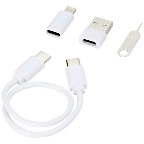 Savvy recyceltes modulares Ladekabel mit Telefonhalterung, weiss bedrucken, Art.-Nr. 12436101