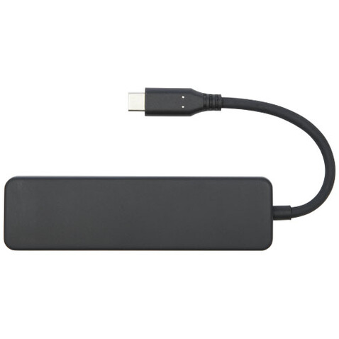 Loop Multimedia-Adapter aus recyceltem RCS Kunststoff USB 2.0-3.0 mit HDMI-Anschluss, schwarz bedrucken, Art.-Nr. 12436890