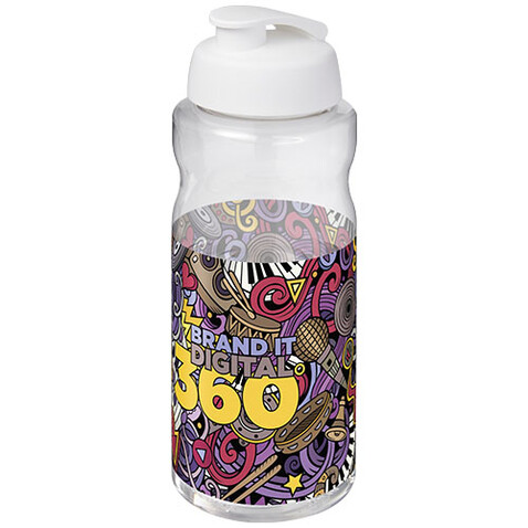 H2O Active® Big Base 1L Sportflasche mit Klappdeckel, weiss bedrucken, Art.-Nr. 21017501
