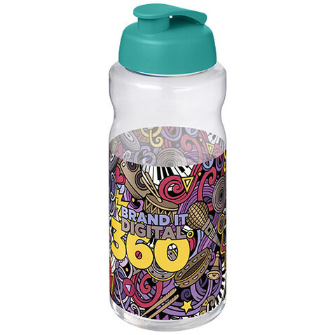 H2O Active® Big Base 1L Sportflasche mit Klappdeckel, aquablau bedrucken, Art.-Nr. 21017551