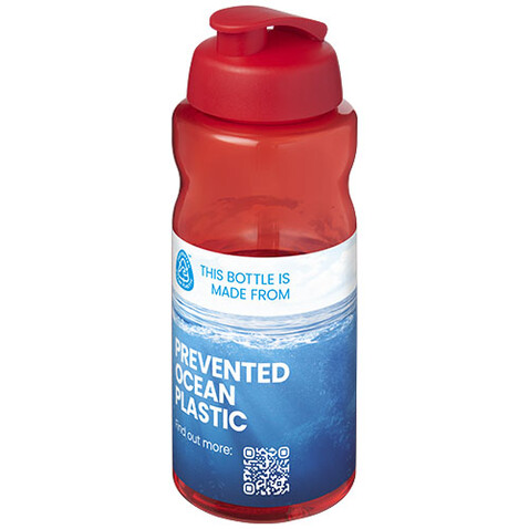 H2O Active® Eco Big Base 1L Sportflasche mit Klappdeckel, rot, rot bedrucken, Art.-Nr. 21017821