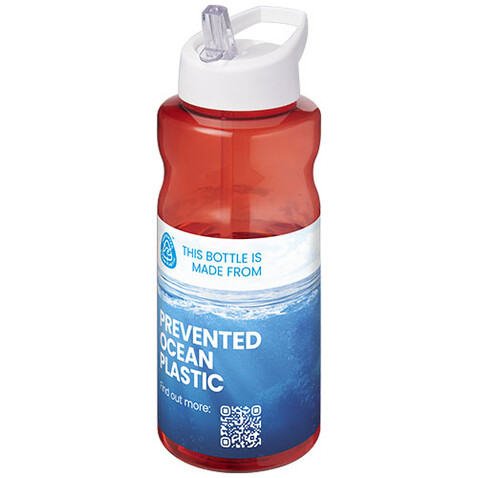 H2O Active® Eco Big Base 1L Sportflasche mit Ausgussdeckel, rot, weiss bedrucken, Art.-Nr. 21017921