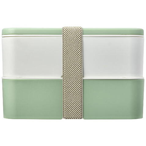 MIYO Renew Doppel-Lunchbox, elfenbeinweiß, seaglass green, kieselgrau bedrucken, Art.-Nr. 21018202