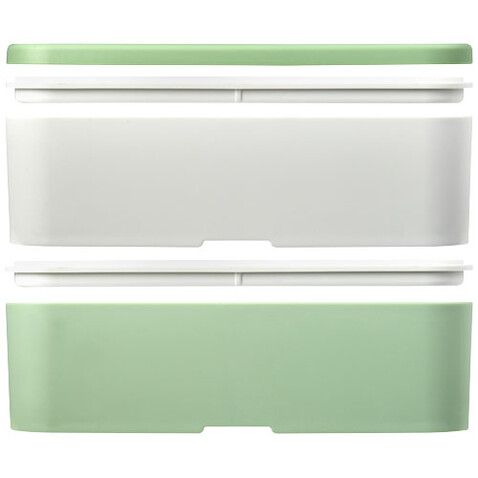 MIYO Renew Doppel-Lunchbox, elfenbeinweiß, seaglass green, kieselgrau bedrucken, Art.-Nr. 21018202