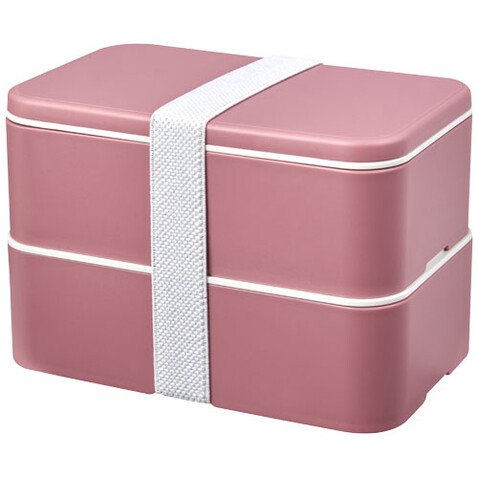MIYO Renew Doppel-Lunchbox, rosa, rosa, weiss bedrucken, Art.-Nr. 21018241