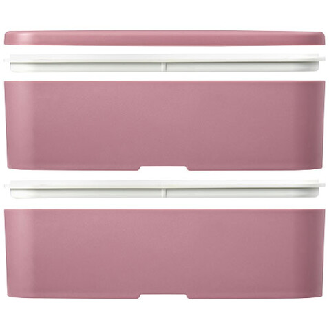 MIYO Renew Doppel-Lunchbox, rosa, rosa, weiss bedrucken, Art.-Nr. 21018241