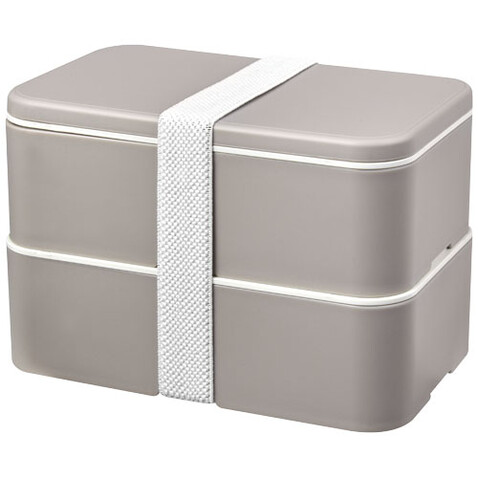 MIYO Renew Doppel-Lunchbox, kieselgrau, kieselgrau, weiss bedrucken, Art.-Nr. 21018282 MIYO Renew Doppel-Lunchbox, kieselgrau, kieselgrau, weiss bedrucken, Art.-Nr. 21018282