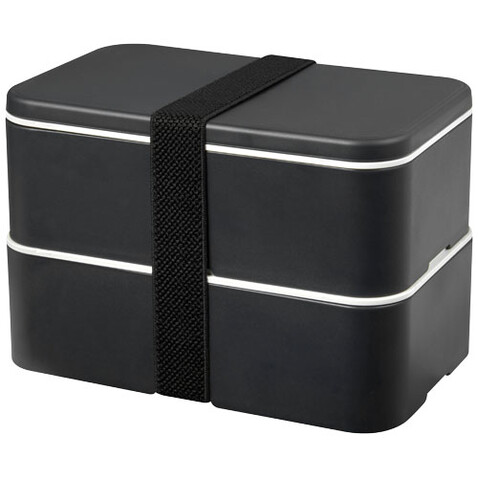 MIYO Renew Doppel-Lunchbox, granitfarben, granitfarben, schwarz bedrucken, Art.-Nr. 21018283 MIYO Renew Doppel-Lunchbox, granitfarben, granitfarben, schwarz bedrucken, Art.-Nr. 21018283