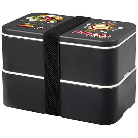 MIYO Renew Doppel-Lunchbox, granitfarben, granitfarben, schwarz bedrucken, Art.-Nr. 21018283 MIYO Renew Doppel-Lunchbox, granitfarben, granitfarben, schwarz bedrucken, Art.-Nr. 21018283