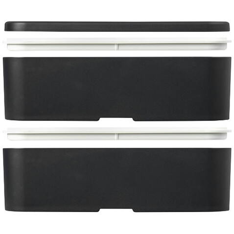 MIYO Renew Doppel-Lunchbox, granitfarben, granitfarben, schwarz bedrucken, Art.-Nr. 21018283 MIYO Renew Doppel-Lunchbox, granitfarben, granitfarben, schwarz bedrucken, Art.-Nr. 21018283