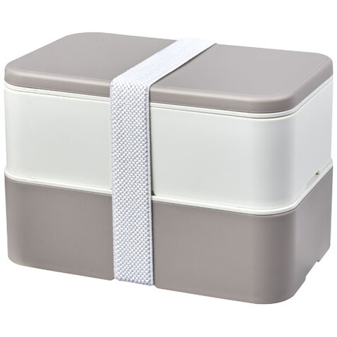 MIYO Renew Doppel-Lunchbox, kieselgrau, elfenbeinweiß, weiss bedrucken, Art.-Nr. 21018291 MIYO Renew Doppel-Lunchbox, kieselgrau, elfenbeinweiß, weiss bedrucken, Art.-Nr. 21018291