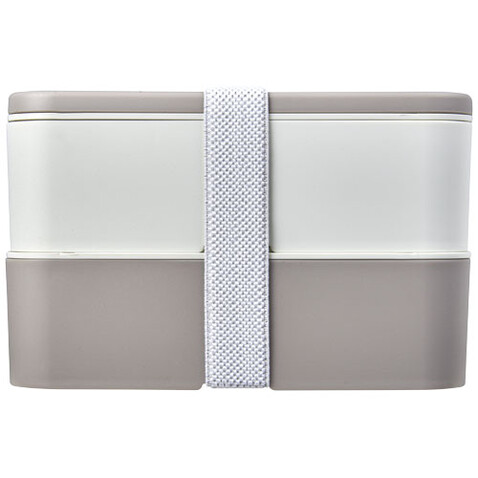 MIYO Renew Doppel-Lunchbox, kieselgrau, elfenbeinweiß, weiss bedrucken, Art.-Nr. 21018291 MIYO Renew Doppel-Lunchbox, kieselgrau, elfenbeinweiß, weiss bedrucken, Art.-Nr. 21018291