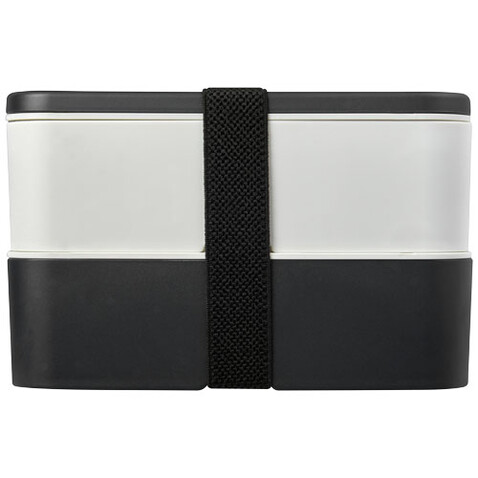 MIYO Renew Doppel-Lunchbox, granitfarben, elfenbeinweiß, schwarz bedrucken, Art.-Nr. 21018294