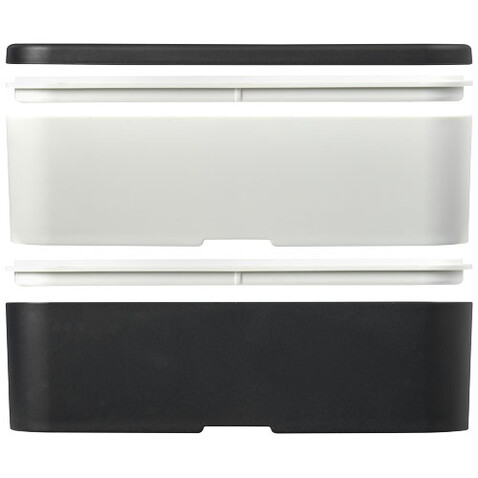 MIYO Renew Doppel-Lunchbox, granitfarben, elfenbeinweiß, schwarz bedrucken, Art.-Nr. 21018294