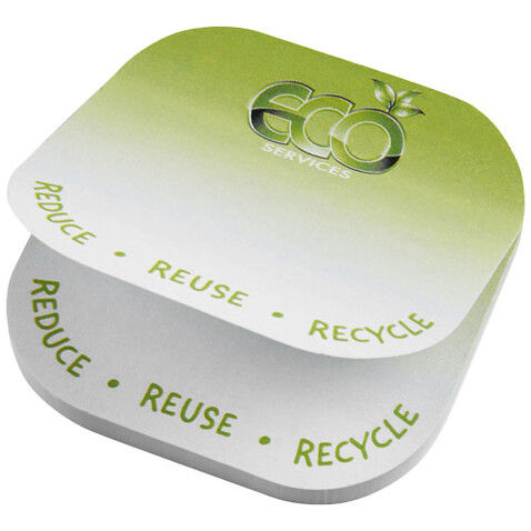Sticky-Mate® recycelte Haftnotizen mit runden Ecken, weiss bedrucken, Art.-Nr. 21018501