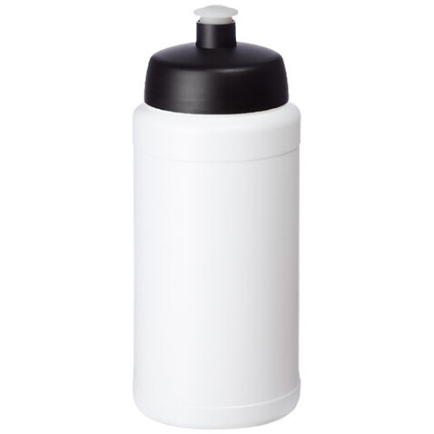 Baseline Recycelte Sportflasche, 500 ml, weiss, schwarz bedrucken, Art.-Nr. 21044497