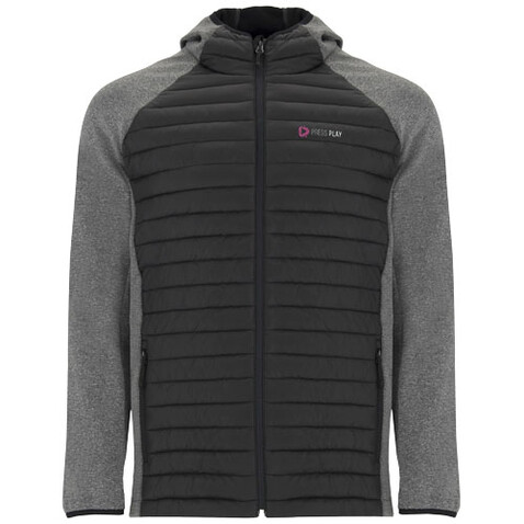 Minsk Hybrid Thermojacke Unisex, schwarz, heather schwarz bedrucken, Art.-Nr. R11208M1