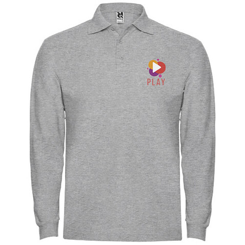 Estrella Langarm Poloshirt für Herren, Marl Grey bedrucken, Art.-Nr. R66352U3 Estrella Langarm Poloshirt für Herren, Marl Grey bedrucken, Art.-Nr. R66352U3