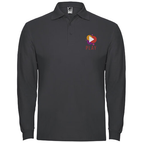 Estrella Langarm Poloshirt für Herren, Dark Lead bedrucken, Art.-Nr. R66354B2