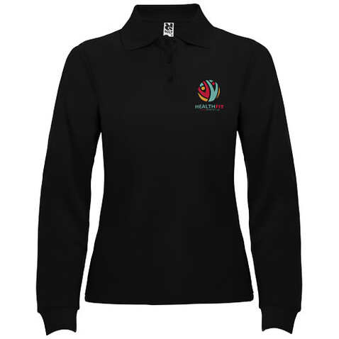 Estrella Langarm Poloshirt für Damen, schwarz bedrucken, Art.-Nr. R66363O2 Estrella Langarm Poloshirt für Damen, schwarz bedrucken, Art.-Nr. R66363O2
