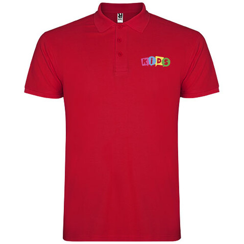 Star Poloshirt für Kinder, rot bedrucken, Art.-Nr. K66384IL