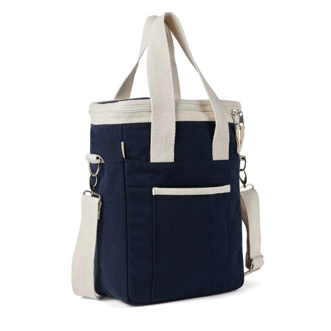 VINGA Volonne AWARE™ Kühltasche aus recyceltem Canvas blau, off white bedrucken, Art.-Nr. V422115