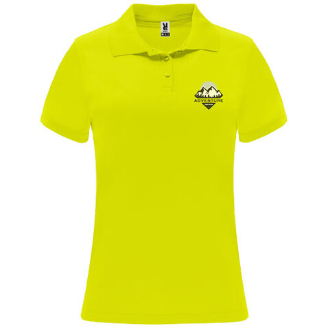 Monzha Sport Poloshirt für Damen, Fluor Yellow bedrucken, Art.-Nr. R04101C3