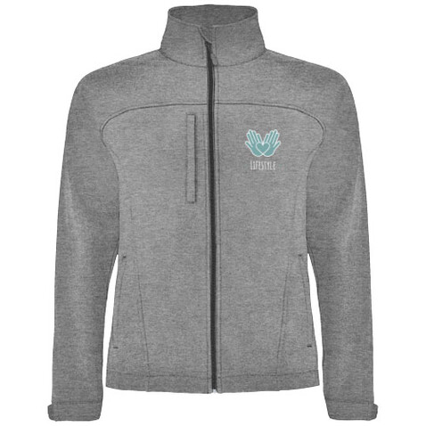 Rudolph Softshelljacke Unisex, heather schwarz bedrucken, Art.-Nr. R64353P6