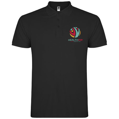 Star Poloshirt für Herren, schwarz bedrucken, Art.-Nr. R66383O6 Star Poloshirt für Herren, schwarz bedrucken, Art.-Nr. R66383O6
