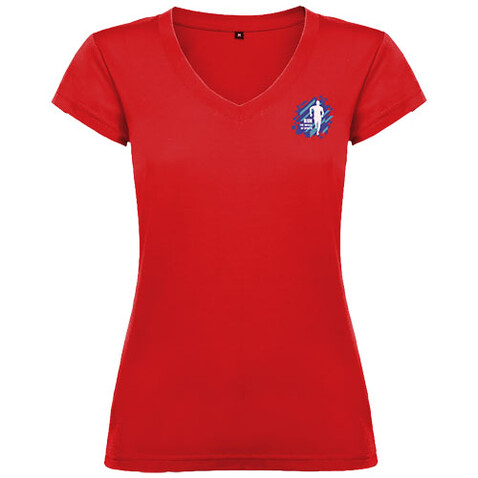 Victoria T-Shirt mit V-Ausschnitt für Damen, rot bedrucken, Art.-Nr. R66464I2