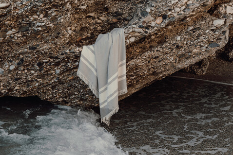 VINGA Tolo Hamam-Frottierhandtuch grau, off white bedrucken, Art.-Nr. V450202