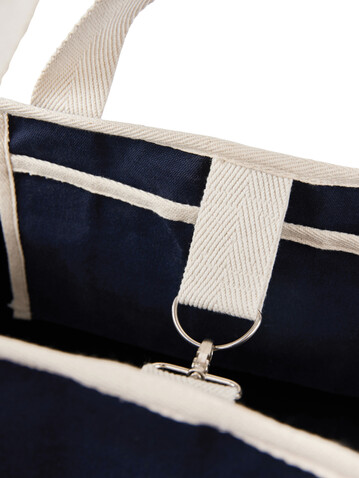 VINGA Volonne AWARE™ Strandtasche aus recyceltem Canvas blau, off white bedrucken, Art.-Nr. V762035