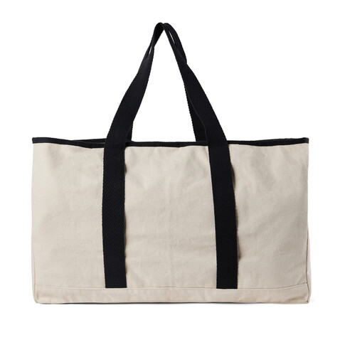 VINGA Volonne AWARE™ Strandtasche aus recyceltem Canvas off white, schwarz bedrucken, Art.-Nr. V762033