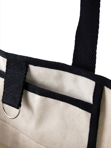 VINGA Volonne AWARE™ Strandtasche aus recyceltem Canvas off white, schwarz bedrucken, Art.-Nr. V762033
